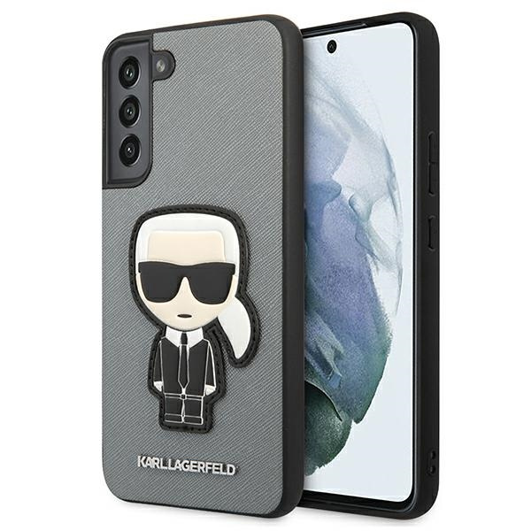 Etui KARL LAGERFELD Samsung Galaxy S22 Plus Saffiano Ikonik Karl`s Patch Srebrny Hardcase